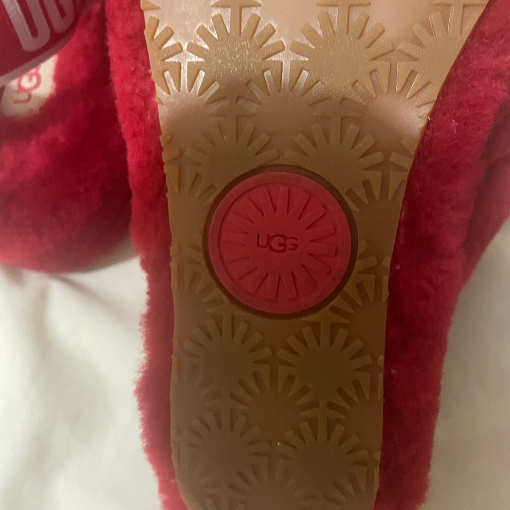 Ugg Fluff Yeah Slides Red Sz 8 - image 5